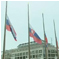 National flags at half-staff on the national mourning day for the victims of the bus-train crash in Polomka - Bratislava Presidential Palace 22 February 2009 [new window]